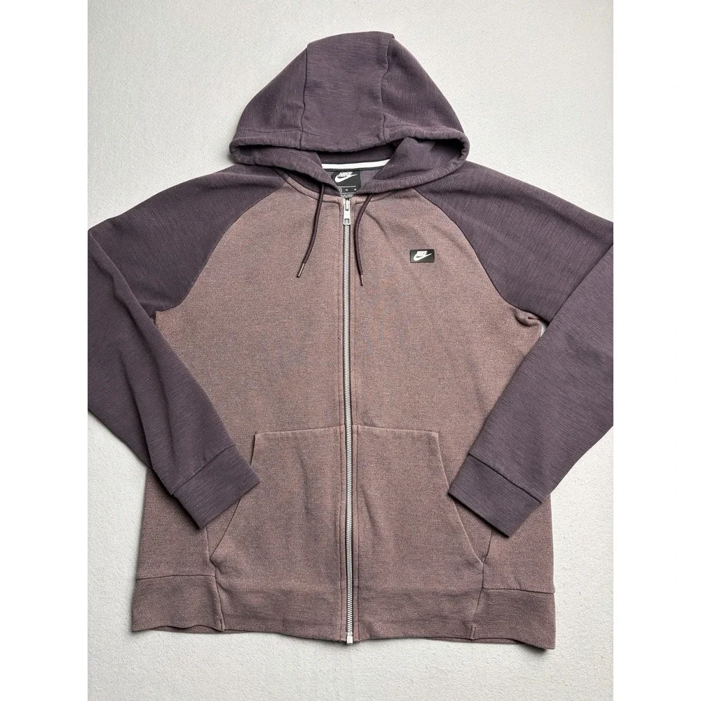 Nike Full Zip Hoodie Two Tone Burgundy Plum Men's Medium